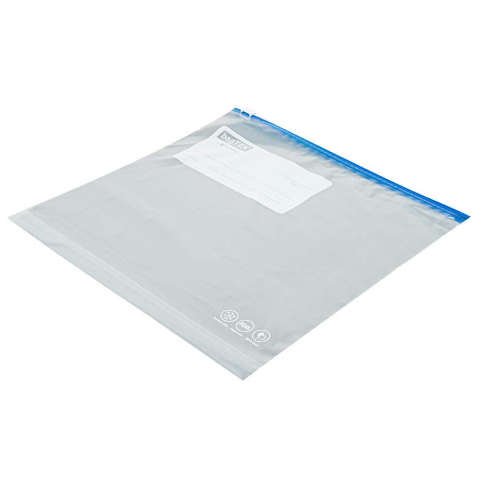 Restaurantware-Bag Tek 1 Gallon Freezer Slider Bags, 25 Disposable Zipper Pouch Bags - Slide Zipper, Expandable Bottom, Clear Plastic Freezer Bag, With Write-On-Label, For Food Storage - Image 12