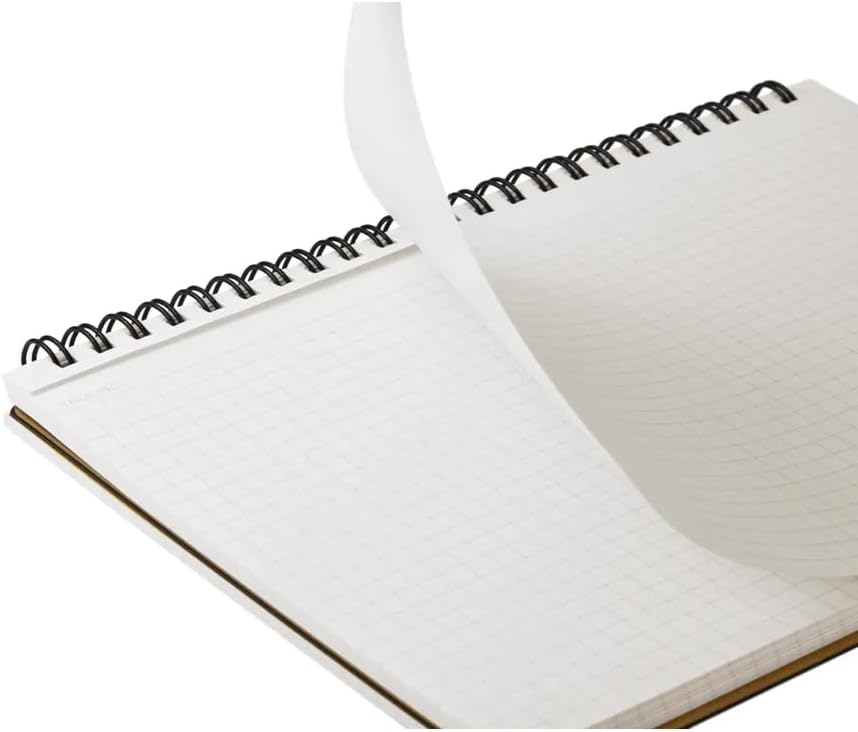 Maruman Mnemosyne Grid Notebook- Horizontal A5 Layout, 5.83" x 8.27", 70 Sheets / 140 Pages, 5mm Graph Paper Journal, Perforated Pages & Wire-Bound to Lay Flat, Black, Made in Japan - Image 4