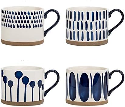 Koja 16 oz. Elegant Hand Painted Decorative Large Porcelain Ceramic Mug Set. 4 Decorative Mugs. Colorful Gift Pack. Impress & Entertain Family & Guests. Dishwasher Microwave Safe. - Image 2