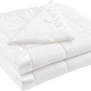 Madison Park Windom Down Alternative Blanket, Premium 3M Scotchgard Moisture Wicking Treatment, Lightweight and Soft Bed Cover For All Season, Satin Trim, White Full/Queen