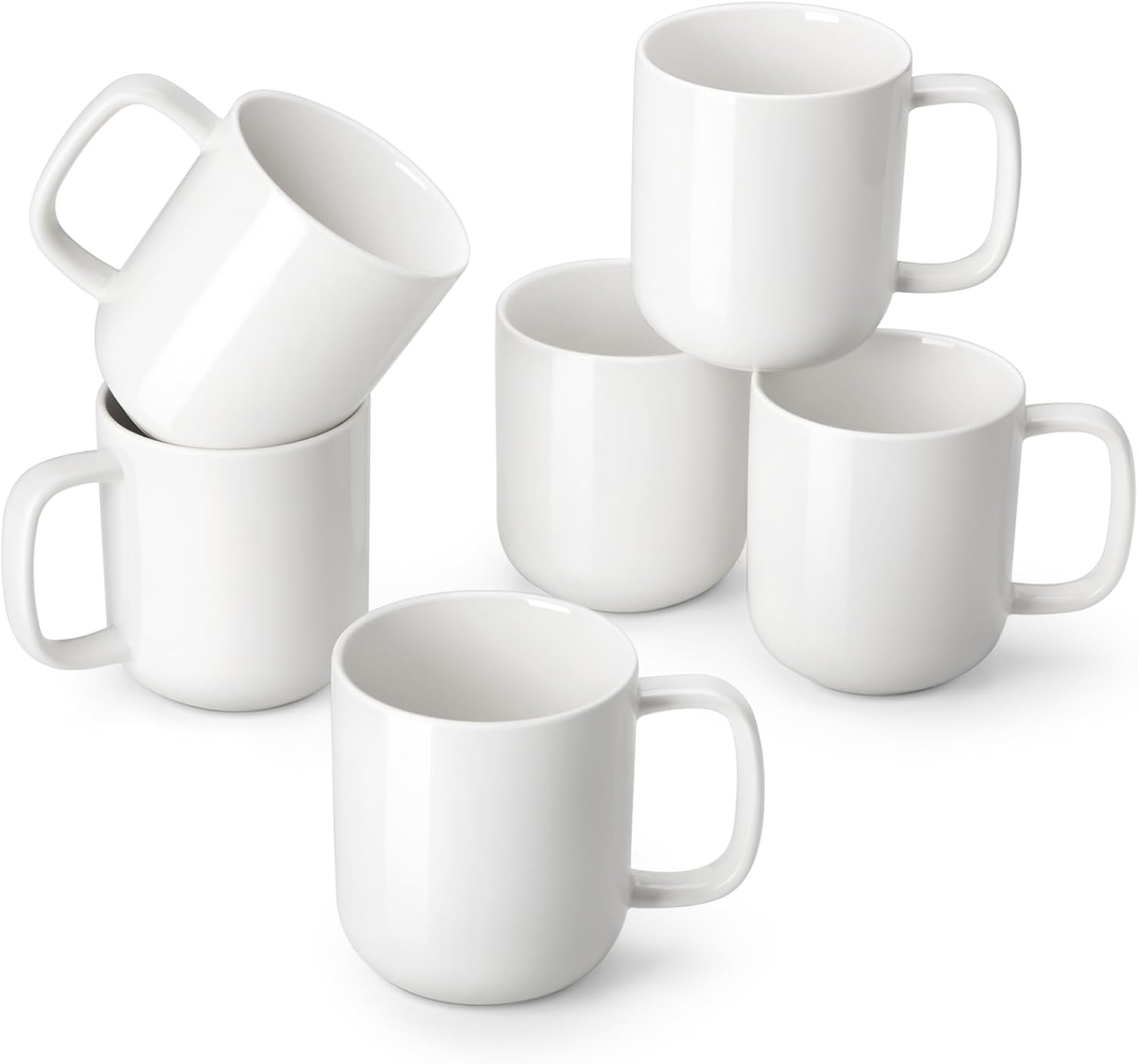 vancasso Porcelain Coffee Mugs Set, 16 oz Ceramic Coffee Cups for Americano Hot Tea Iced Coffee Cold Brew Cocoa Milk Mugs Set of 6, Dishwasher & Microwave Safe, White - Image 2