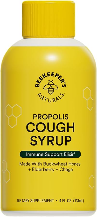 Beekeeper's Naturals Propolis Honey Cough Syrup Daytime for Adults Elderberry, Bee Propolis, Buckwheat Honey - Immune Support & Throat Soothing, 4 oz - Image 2