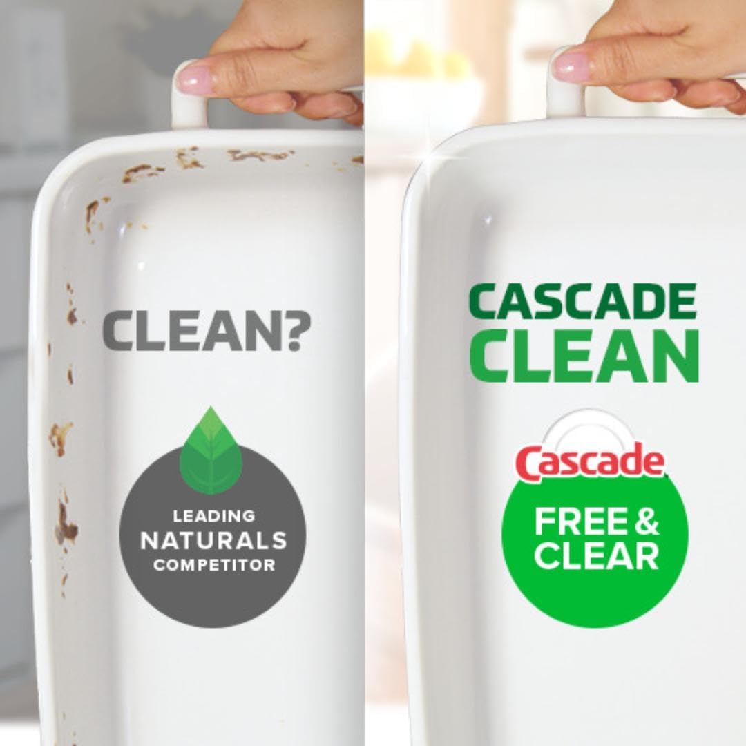Cascade Free & Clear Dishwasher Pods, Dishwasher Detergent, Dish Detergent Soap, Lemon Essence, 47 Count - Image 8