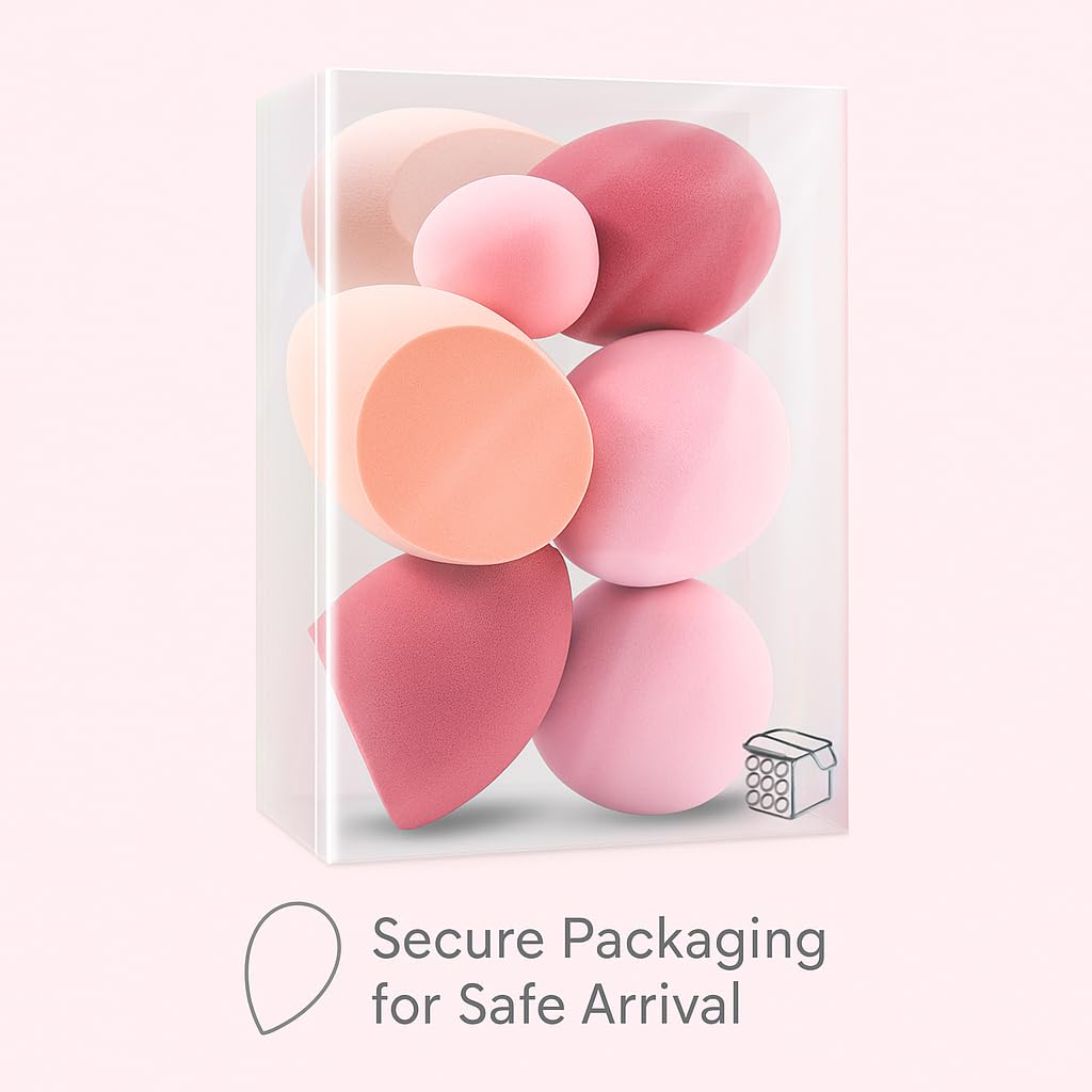 Makeup Sponge Set Foonbe Blender Sponges 7 Pcs for Liquid, Cream, and Powder, Latex Free, Multi colored Beauty Sponges with 1 Mini Sponge, Vegan & Cruelty-Free - Image 6