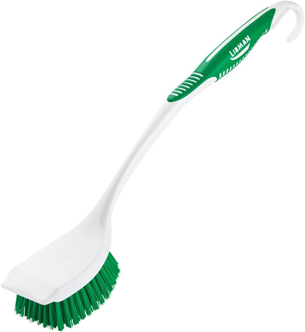 Libman Long Handle Scrub Brush - Item Model Number: 00010 - Ergonomic Rubber Grip Won't Slip When Wet. - Image 2