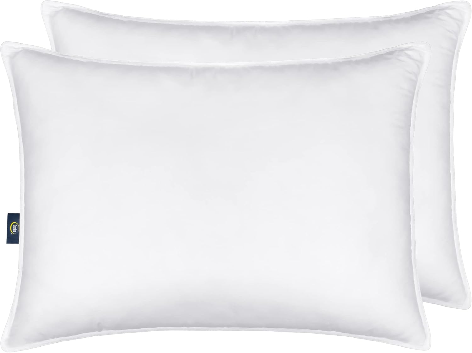 Serta Down Illusion Soft Hypoallergenic Soft/Medium Bed Pillows for Side, Stomach or Back Sleepers (2 Pack), Queen, White - Image 4