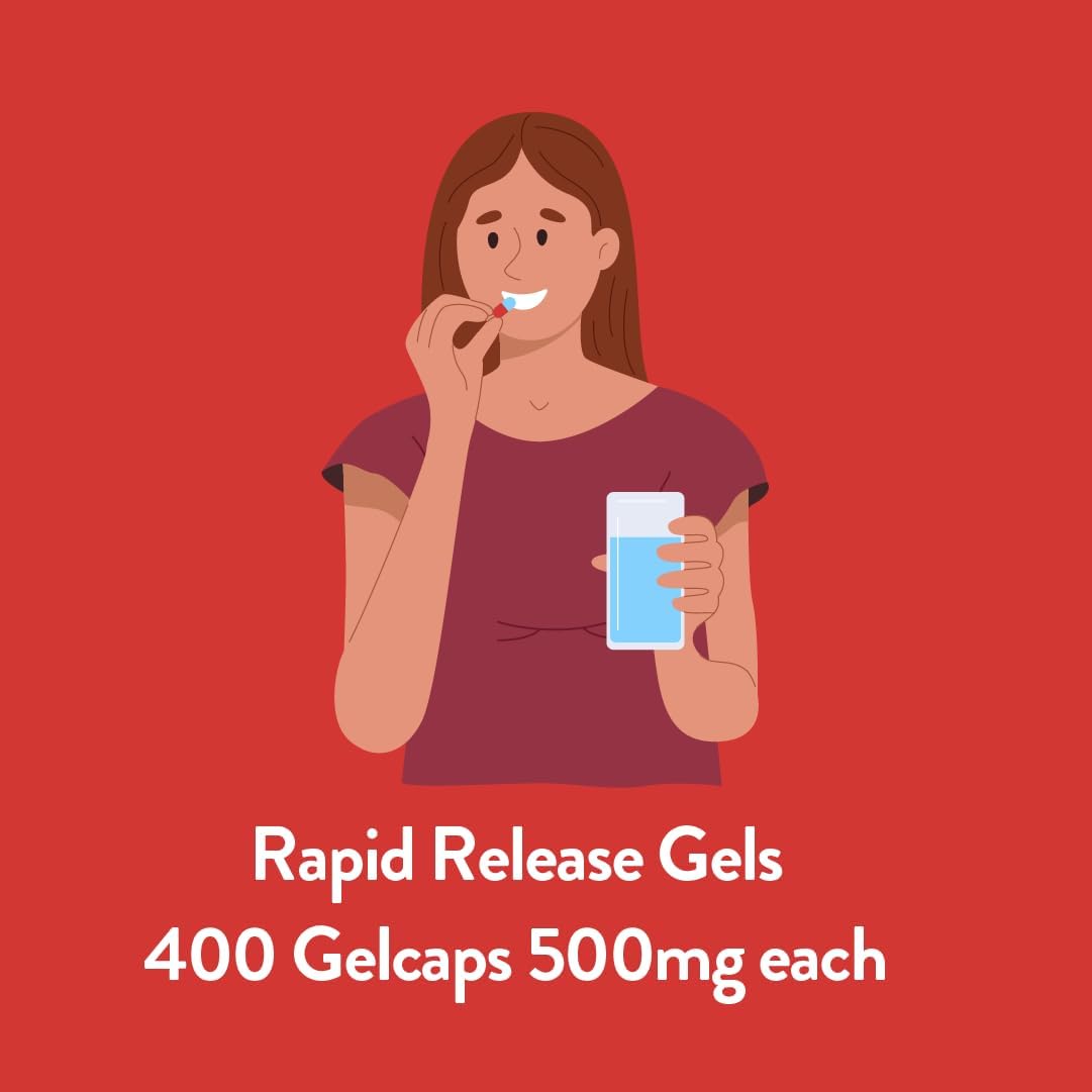 Healthy Living Extra Strength Acetaminophen Gelcaps for Pain Relief, 500mg, 400 Count - Image 5