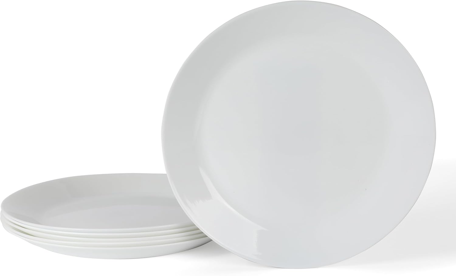 Martha Stewart Opalton Dinner Plates 6-Piece 10-Inch Plate Set – Chip and Break Resistant Opal Glass Plates - White - Image 2