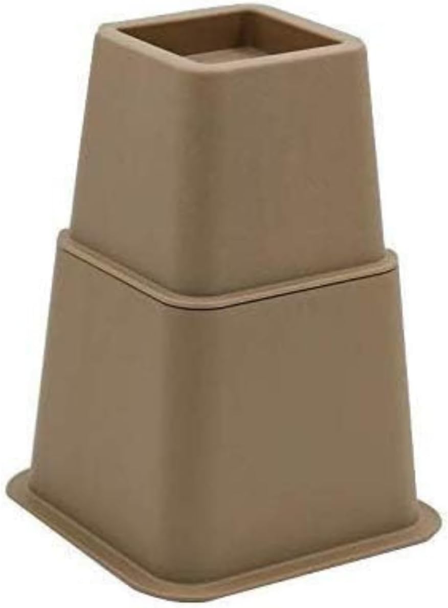 HomeRoots Adjustable Bed Risers and Furniture Risers, Heavy Duty Plastic Table Risers 3", 5" or 8" Furniture Riser for Bed and Sofa | Holds up to 1300LB Weight | Brown Color | Set of 4 Desk Risers - Image 6