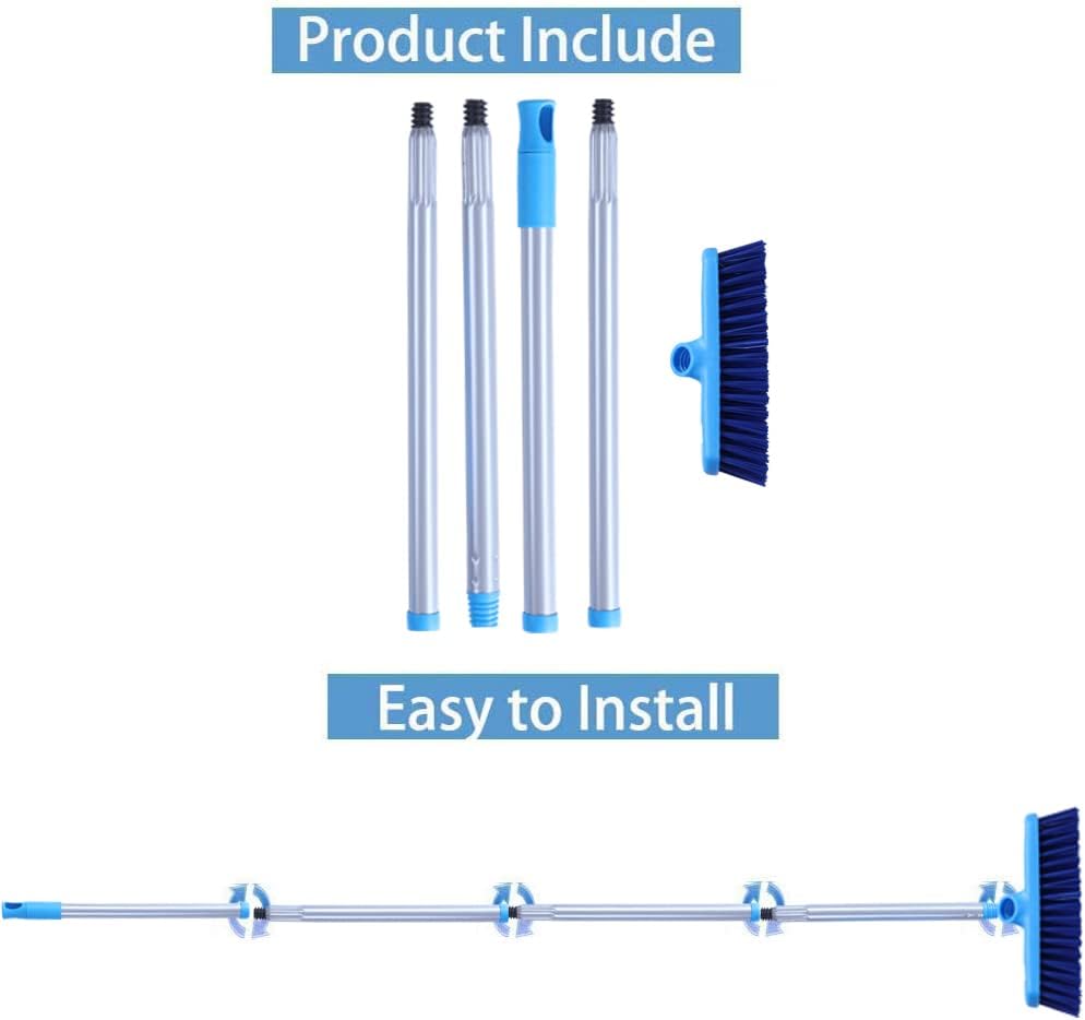 YONILL Deck Brush with Long Handle - Floor Scrub Brushes for Cleaning Shower, Stiff Bristle Scrubbing Brush, 50" Floor Scrubber Brush for Bathroom, Bathtub, Tub, Tile Floors, Garage and Patio - Image 7