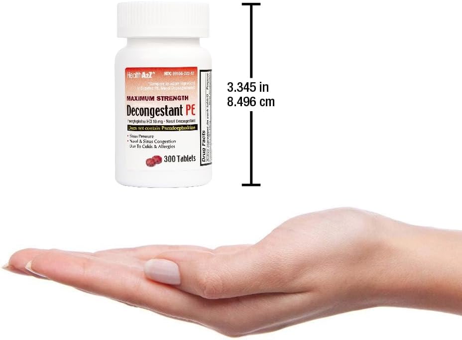 HealthA2Z® Decongestant PE | Phenylephrine HCl 10 mg | Nasal & Sinus Congestion Relief Due to Cold & Allergies (300 Count (Pack of 1)) - Image 8