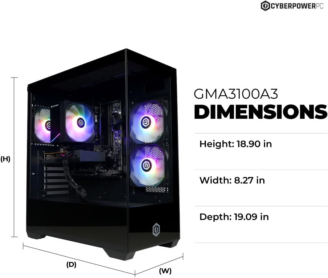 CyberPowerPC Gamer Master Gaming PC, AMD Ryzen 5 5500 3.6GHz, Radeon RX 6500 XT 4GB, 8GB DDR4, 500GB PCIe 4.0 SSD, WiFi Ready & Windows 11 Home (GMA3100A3) - Image 4