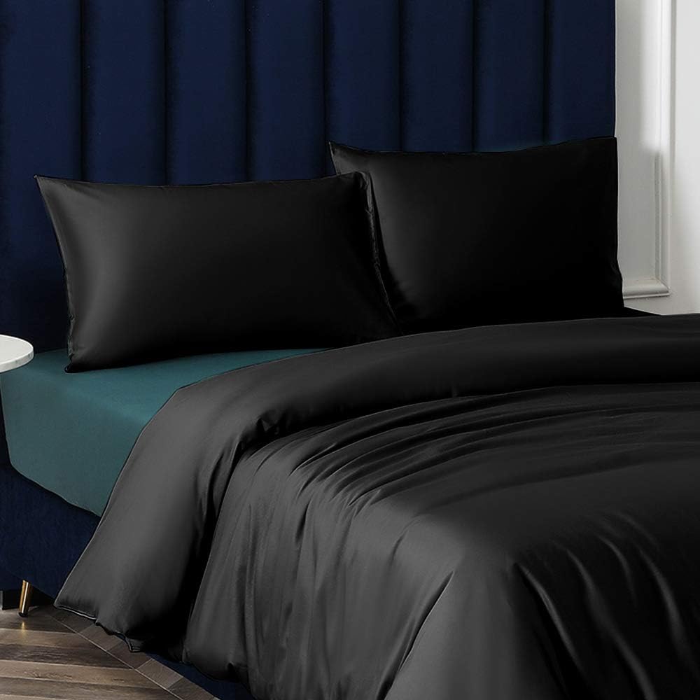 NTBAY Zippered Satin Pillow Cases for Hair and Skin, Luxury King Hidden Zipper Pillowcases Set of 2, 20x36 Inches, Black - Image 6