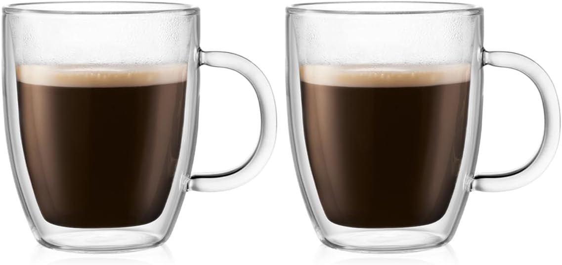 Bodum 10oz Bistro Double Wall Insulated Mug, High-Heat Borosilicate Glass, Set of 2, Clear - Image 7