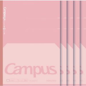 KOKUYO Composition Notebooks, 7″ x 10″ Kimochii Dot Lined Notebook, 30 Sheets College Ruled Paper, 5 Pack Pink B5 Notebook for School and Work, School Supplies Comp Book for Note Taking