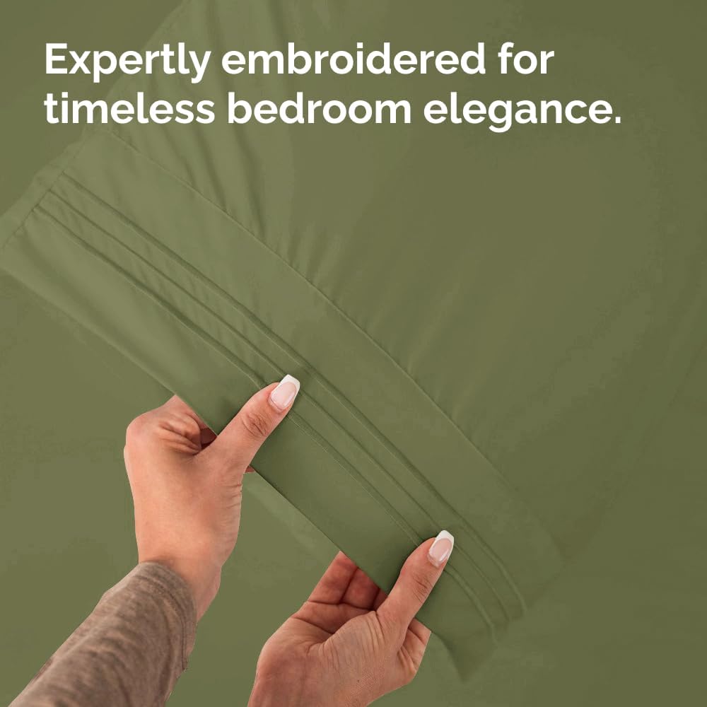 Queen Pillow Cases Set of 2 - Ultra Soft Hotel Quality Pillowcase Covers - Comfy, Cozy & Wrinkle Free - Shrink, Stain & Fade Resistant - Machine Washable Pillow Protectors - 2 Piece Set - Sage Green - Image 7