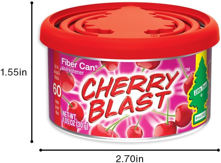 LITTLE TREES Car Air Freshener | Fiber Can Provides Long Lasting Scent for Auto or Home | Recycled Fiber | Cherry Blast, 4 Air Fresheners - Image 7