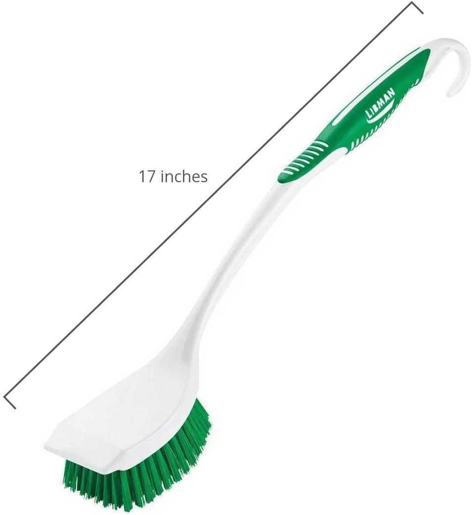 Libman Long Handle Scrub Brush - Item Model Number: 00010 - Ergonomic Rubber Grip Won't Slip When Wet. - Image 3