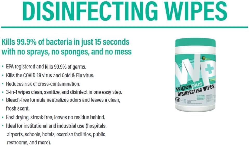 WIPESPLUS Disinfecting Surface Wipes Canister Bleach Free with Lemon Scent for Home and Business, 240 Count - Image 8
