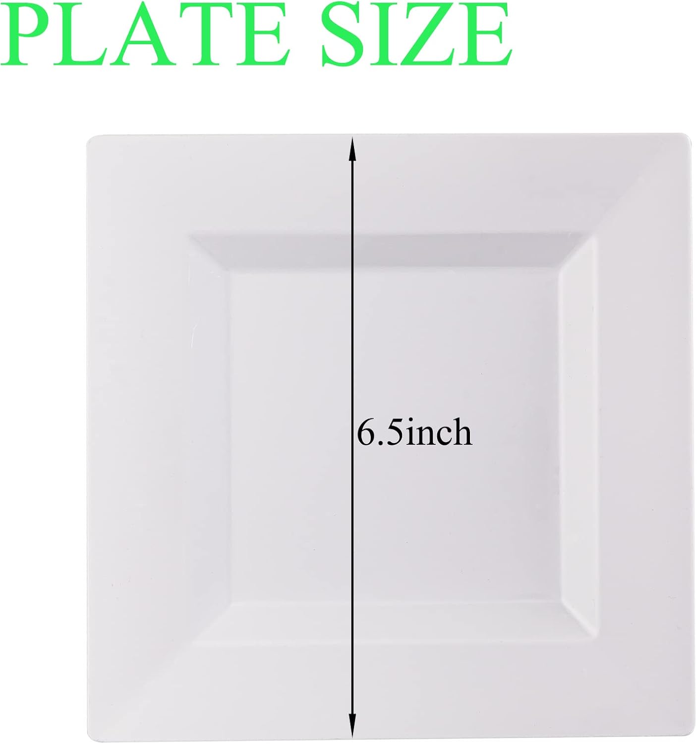 100 Pack White Plastic Square Dessert Plates, 6.5" Disposable Salad Plates Heavy Duty Plates for Party, Wedding, Christmas, Easter - Image 3
