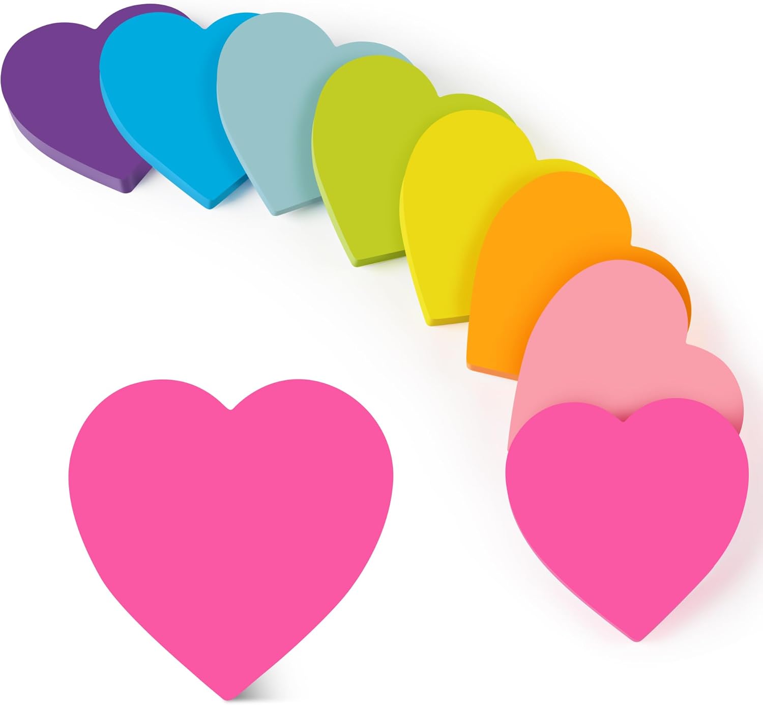 Heart Sticky Notes 3x3 in, 8 Pads, Super Cute Bright Color Strong Adhesive Post, Clean Removal, 82 Sheets/pad - Image 2