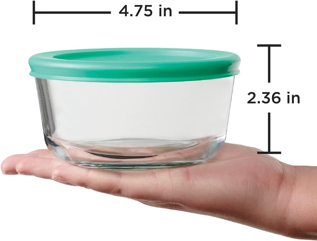 Anchor Hocking 2 Cup Glass Storage Containers with Lids, Set of 4 Glass Food Storage Containers with Mint SnugFit Lids - Image 5