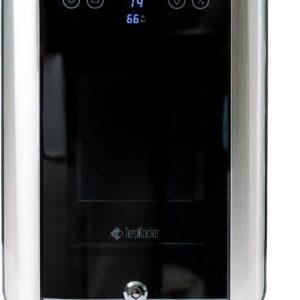 Terpkooler Essential Cooler Compact Portable Mini Fridge with Temp & Humidity Control, 3 USB Ports, Smoked Glass Shelves, Lockable UV Glass Door for Herbs, Oils, Cosmetics, and More