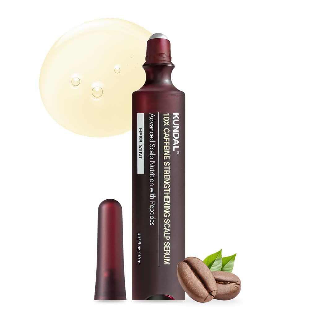 KUNDAL 10X Caffeine Smoothing Korean Beauty Hair Care Serum, Herb Mint Scent, 0.33 Fl Oz - Cooling Menthol, Easy Roll On Application, Nourishes & Improves Scalp Health, Boosts Elasticity - Image 2