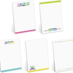 Gotcha Covered Notebooks Colorful Teacher Sticky Note Pads / 4″ x 6″ Repositionable Classroom Sticky Notes / 50 Sheets Per Pad/Set Of 5 Designs/Made In USA