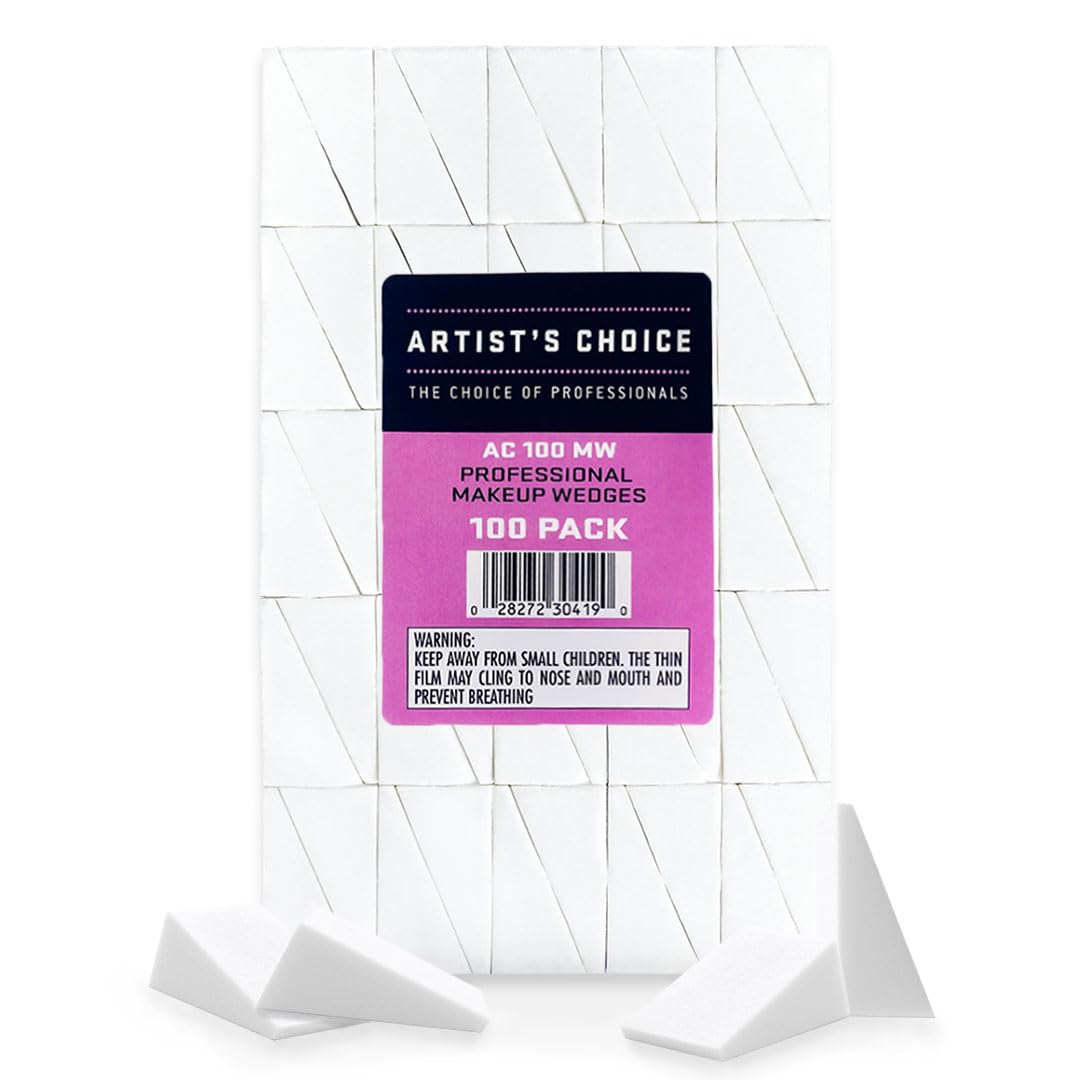 Artist's Choice Makeup Wedges, 100 Pack Triangle Cosmetic Sponges for Foundation, Blush, Concealer, and Eye Shadow, Crisp Edges for Precise Blending and Smoothing, Latex-Free, Single-Use - Image 2