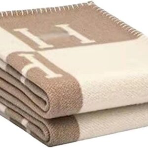 Fcteap h Blanket Soft Throw Blanket Faux Fleece Cashmere Plaid Warm Shawl Thick Knitted Plush Cozy Comfy for Women Throw Blanket for Sofa Couch Bed Queen King Size 55×66 in (Khaki)