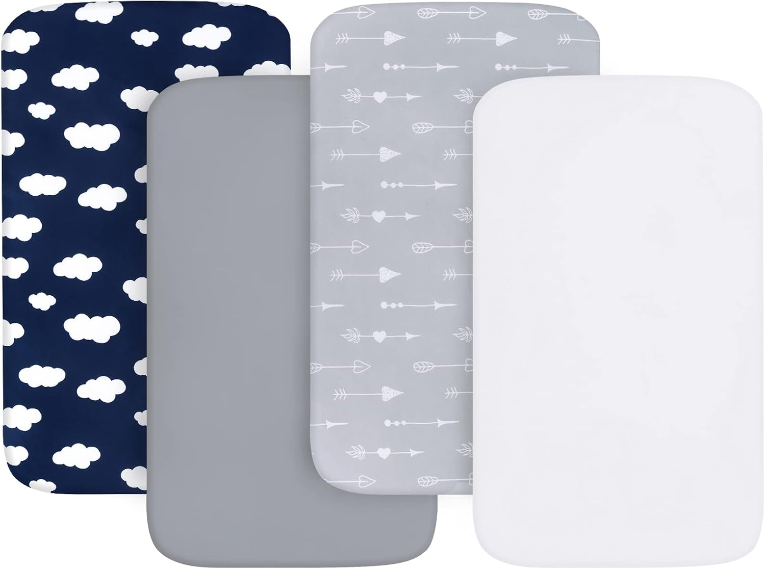 Baby Bassinet Sheets 4 Pack Compatible with 33" x 20" Mika Micky, Baby Delight, Dream On Me, AMKE and Other Rectangle Bassinet Mattress, Ultra Soft & Skin Friendly, Washer & Dryer - Image 2