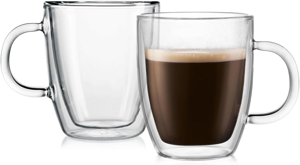 Bodum 10oz Bistro Double Wall Insulated Mug, High-Heat Borosilicate Glass, Set of 2, Clear - Image 2