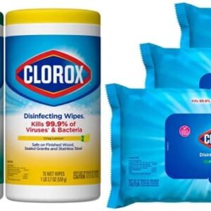 Clorox Disinfecting Wipes Value Pack, 3x 75ct Crisp Lemon and Fresh Scent Canister and 3x 75ct Easy Pull Moisture Seal Pack