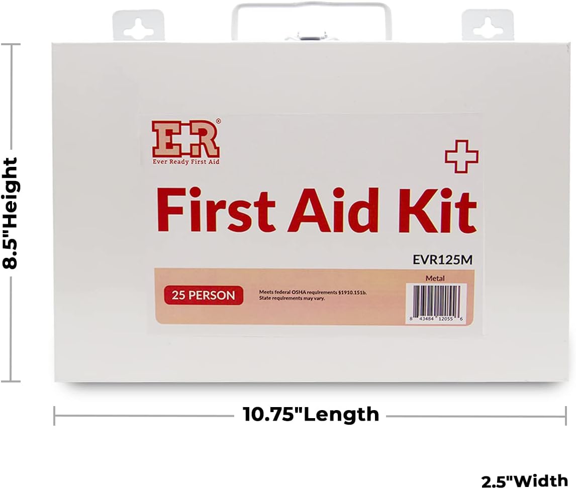 Ever Ready First Aid 107 Piece 25 Person First Aid Kit with Metal Case, OSHA Compliant - Image 3