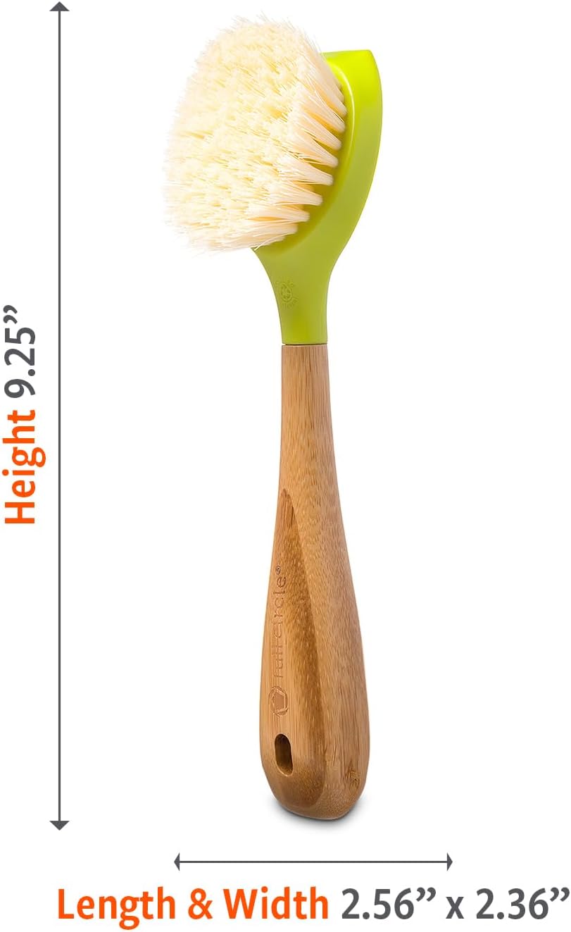 Full Circle Daily Dish Brush-Bamboo Handle Dish Brush–Sustainable Kitchen Cleaning with Tough Bristles-Natural Dish Scrubber, Nonstick & Cast Iron Cleaner-Long Handle Brush for Dishes, Pots, and Pans - Image 9