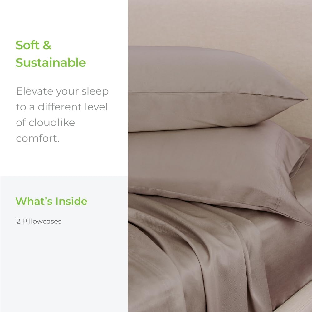 Cariloha Classic 2-Piece Twill Pillowcase Set | Beach Linen | Standard Size | Bamboo Viscose Material | Allergy Resistant, Thermal-Regulating & Extra Soft - Image 4