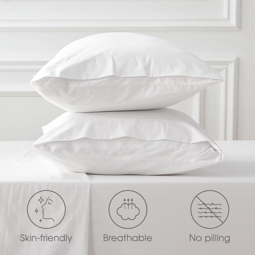 HYPREST Extra Deep Pocket King Sheet Sets Fits 18"-24" in Deep Mattress -100% Cotton King Sheet Set,White Hotel Crisp Soft Cooling Sheet Sets for King Bed Deep Pocket - Image 7