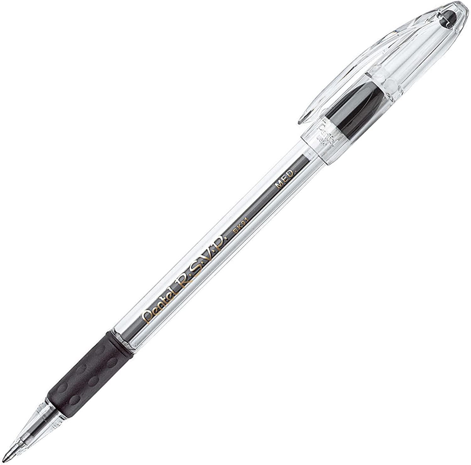 Pentel RSVP Ballpoint Pen, (1.0mm), Medium Line, Black Ink, 12 Pack (BK91PC12A) - Image 3