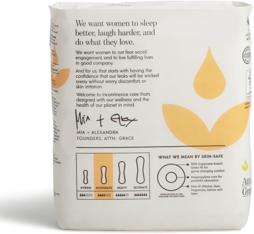 Attn: Grace Moderate Incontinence Pads for Women, 28-Pack - Plant-Based, High Absorbency, Breathable - Incontinence Pads for Moderate Bladder Leaks & Sensitive Skin - Image 3