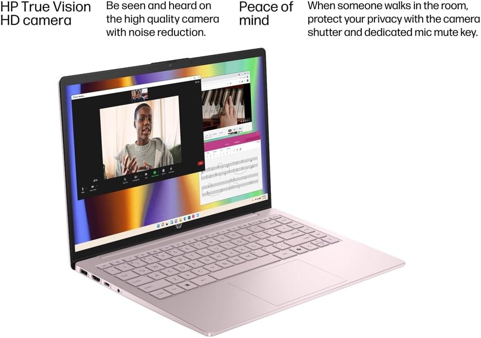 HP Laptop 2026 Edition with Copilot AI, 16GB RAM, 256GB SSD + 128GB UFS, Intel Processor, Long Battery Life, Lightweight, 1 Year Office 365, Windows 11 Home S for Students & Office, Type-C HUB, Pink - Image 6
