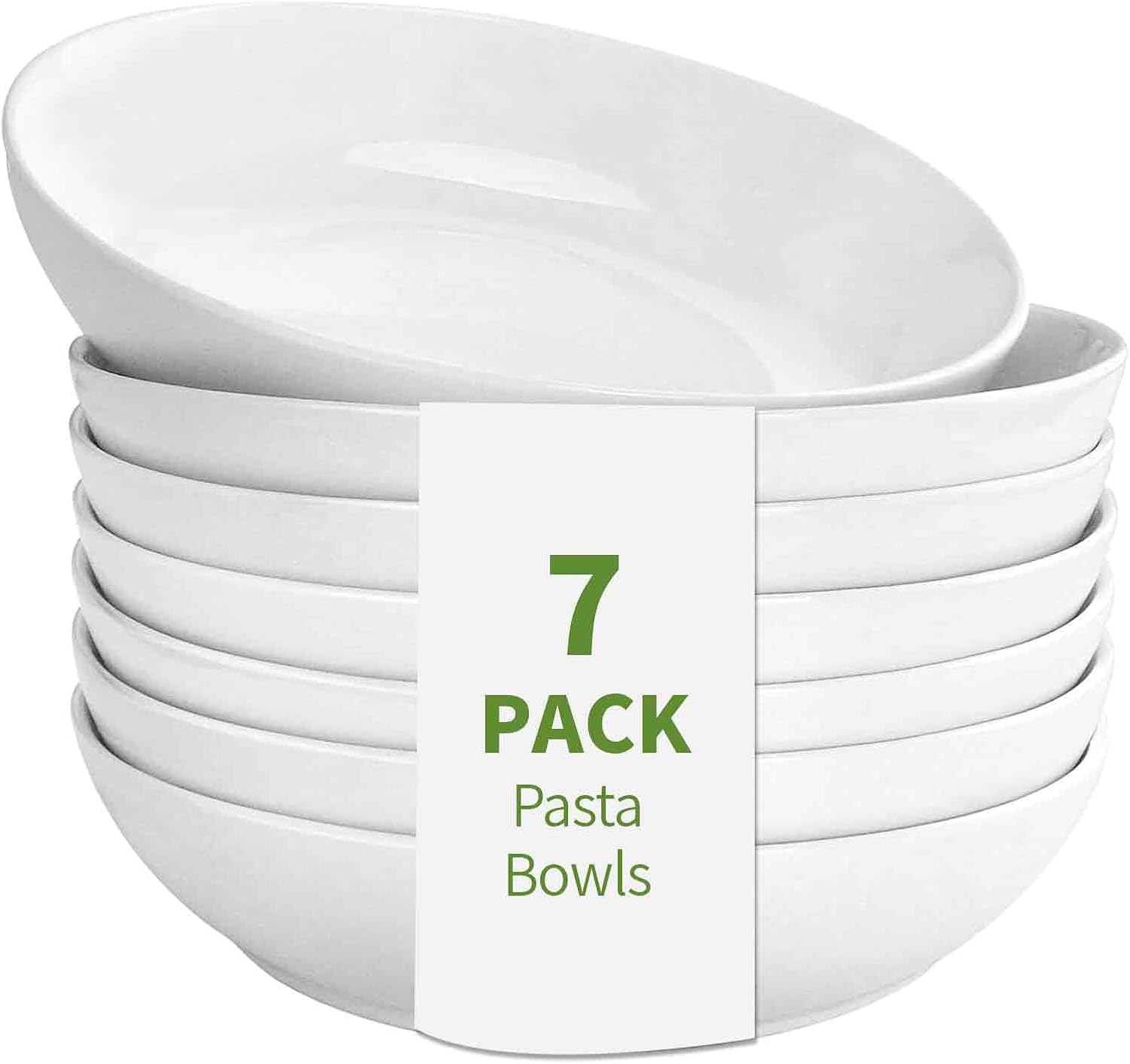 DeeCoo 7 Pack Porcelain Pasta Bowls Ceramic , Large Serving Bowl, Wide and Shallow, Set 8.3 Inch - 30 Ounce - for Pasta, Salad, Cereal, Soup & Microwave & Dishwasher Safe - Image 2