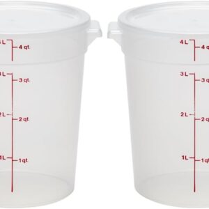 Cambro Food Storage Containers with Lids (BPA-Free) – 4 Quart – Food Grade Buckets with Lids (2 Pack) – For Dough Proofing and Brining (Translucent)