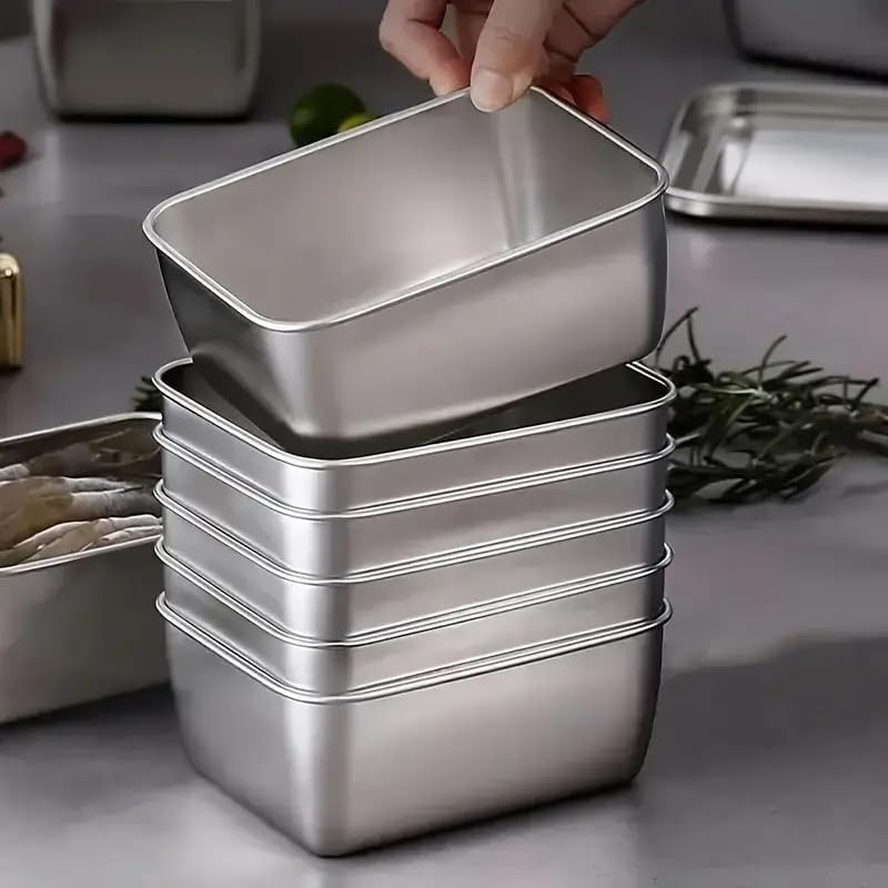 6pcs Stainless Steel Stacking Food Containers with Lids, Reusable Snack & Prep Containers for Office, sp-00018 - Image 2