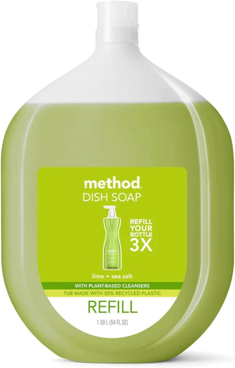 Method Gel Dish Soap Refill, Lime + Sea Salt Scent, Powerful Cleaning Formula, Large Refill Tub, Cuts Through Grease, 54 Fl Oz - Image 2