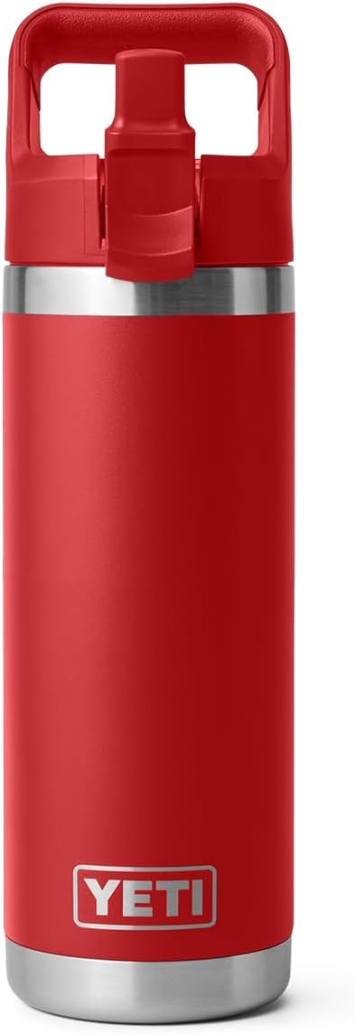 YETI Rambler 18 oz Bottle, Vacuum Insulated, Stainless Steel with Color Matching Straw Cap, Rescue Red - Image 9