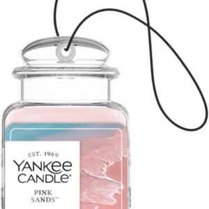 Yankee Candle Car Jar Ultimate Hanging Air Freshener, Pink Sands, Up to 30 Days Odor Neutralization