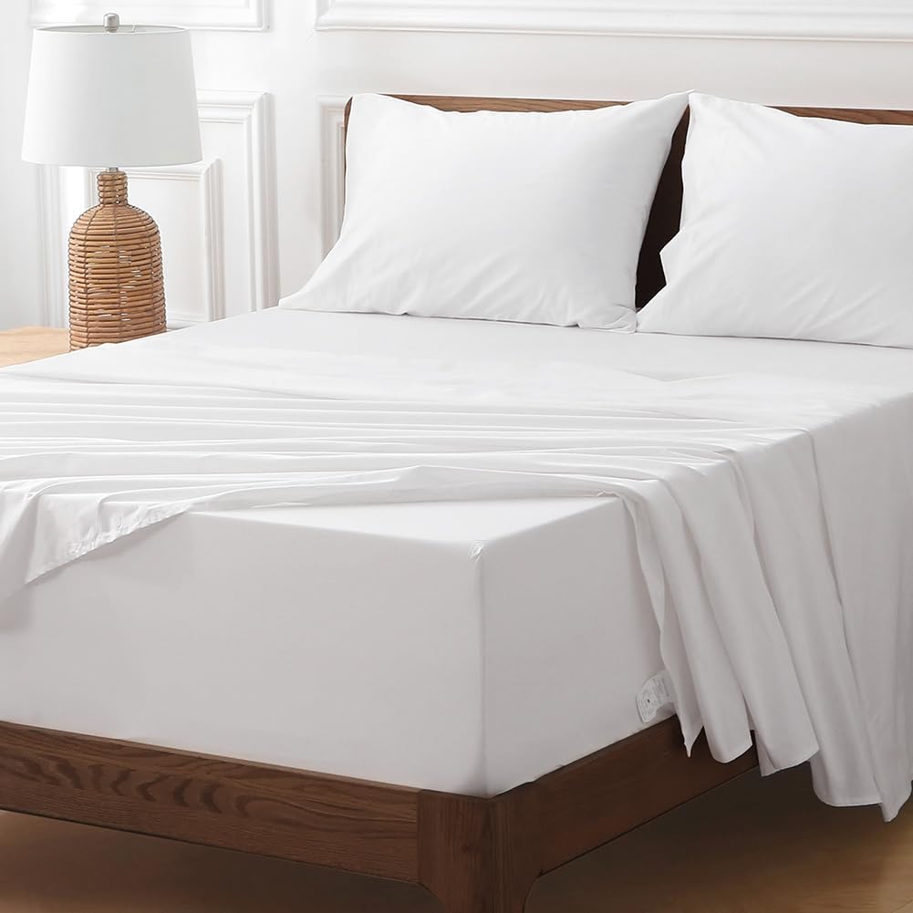 HYPREST Extra Deep Pocket King Sheet Sets Fits 18"-24" in Deep Mattress -100% Cotton King Sheet Set,White Hotel Crisp Soft Cooling Sheet Sets for King Bed Deep Pocket - Image 6