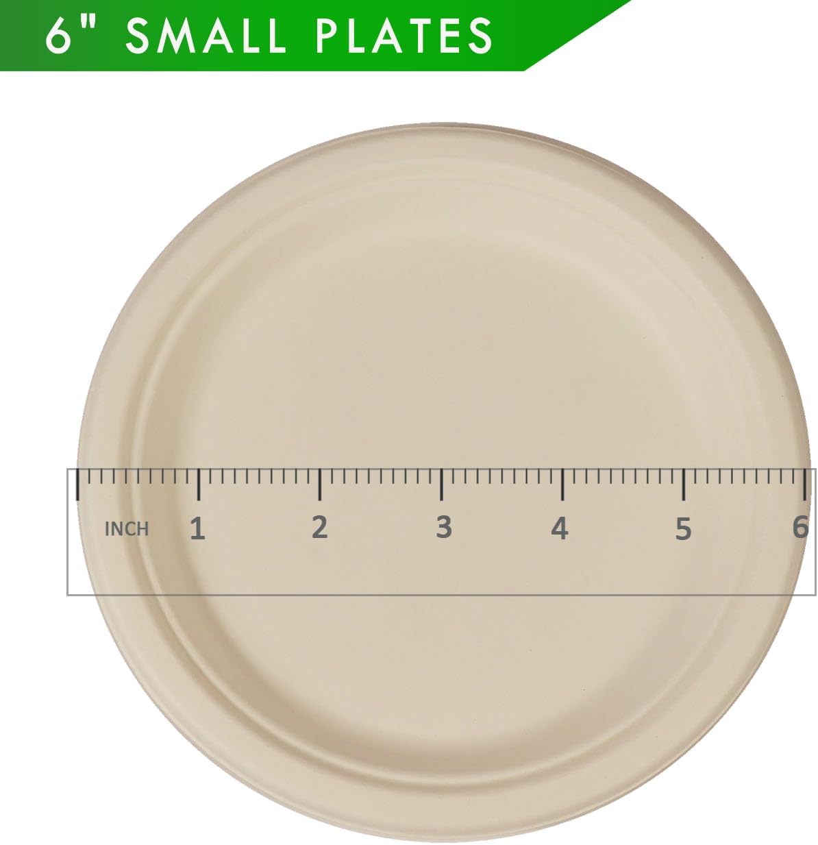 GreenWorks 100 Count 6“ Small Compostable Dessert Plates, Heavy-duty Unbleached Biodegradable Bagasse and Bamboo fiber Paper Plates - Image 4