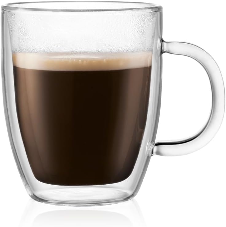 Bodum 10oz Bistro Double Wall Insulated Mug, High-Heat Borosilicate Glass, Set of 2, Clear - Image 3